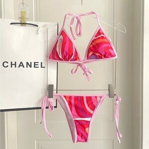 Emilio Pucci Pink and Red Swirl Bikini